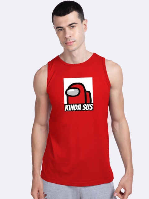 

Bewakoof Men Red & White Kinds Sus Imposter Printed Innerwear Vest