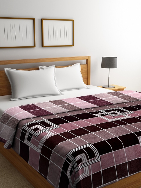 

NEUDIS Brown & Pink Geometric AC Room 233 GSM Double Bed Blanket