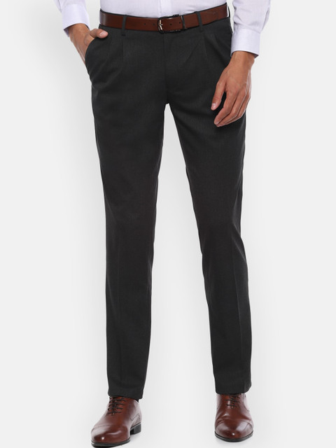 

Louis Philippe Men Grey Regular Fit Solid Formal Trousers