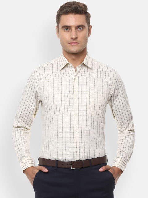 

Louis Philippe Men Cream-Coloured Slim Fit Checked Casual Shirt