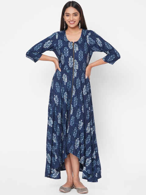 

Vedic Women Blue Printed Maxi Dress