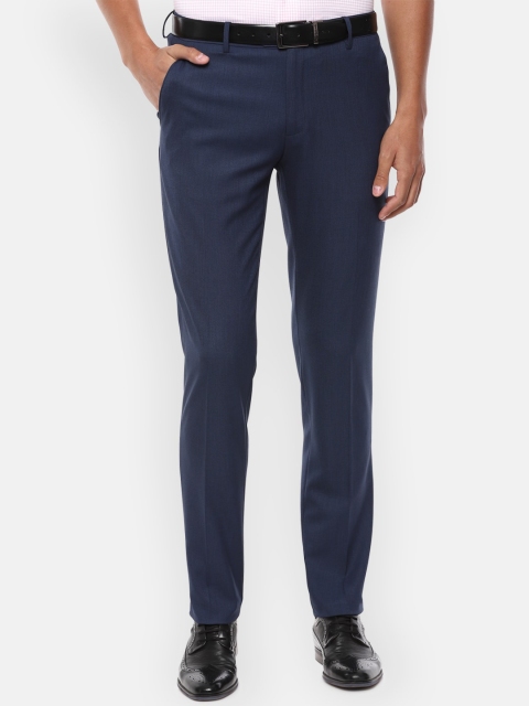 

Van Heusen Men Navy Blue Slim Fit Solid Formal Trousers