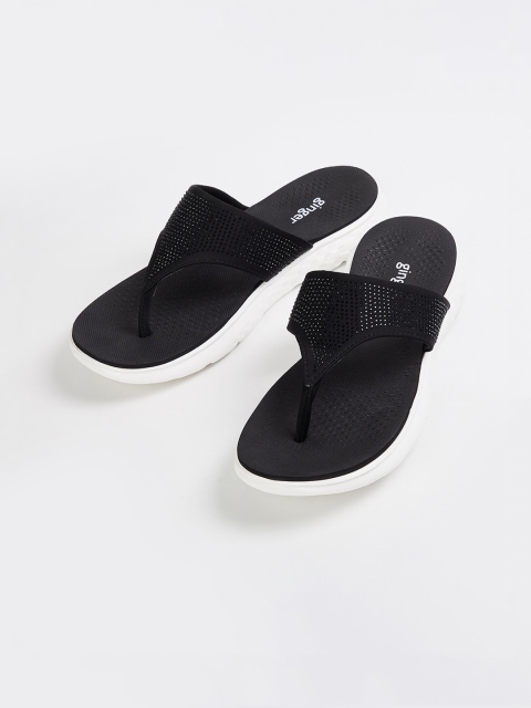 

Ginger by Lifestyle Women Black Embellished Thong Flip-Flops