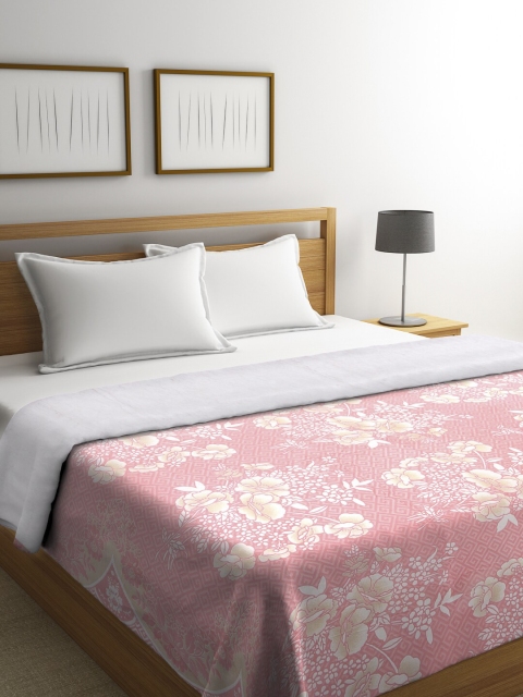 

NEUDIS Pink & Cream-Coloured Floral Mild Winter 450 GSM Double Bed Comforter