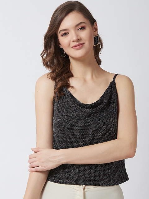 

MAGRE Black Cowl Neck Regular Top
