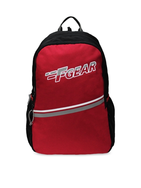 

F Gear Unisex Black & Red Brand Logo Contrast Detail Backpack