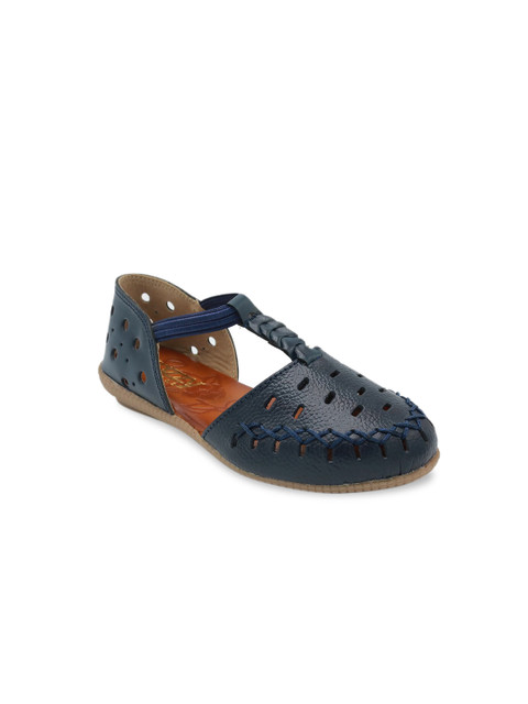 

Jazzy Juniors Girls Blue Solid Leather Ballerinas