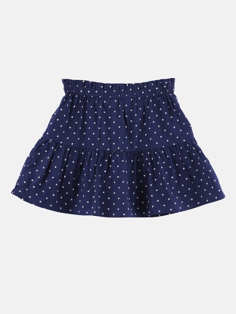 

Beebay Girls Navy Blue & White Printed Tiered Knee-Length Skirt