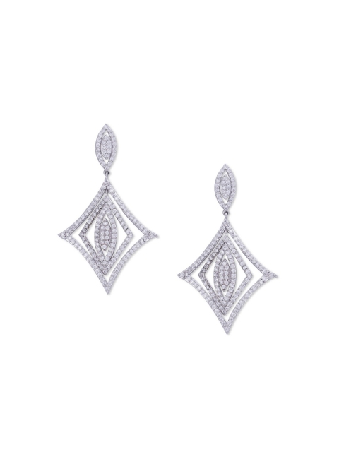 

shaze Silver-Toned Contemporary Drop Earrings