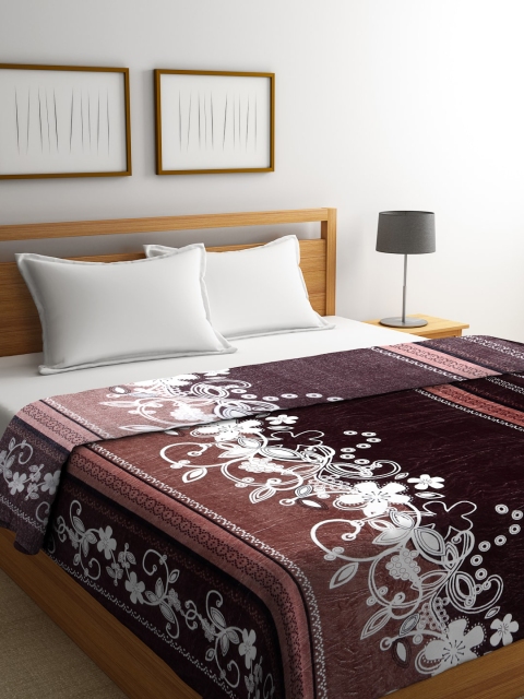 

NEUDIS Brown & White Ethnic Motifs AC Room 233 GSM Double Bed Blanket