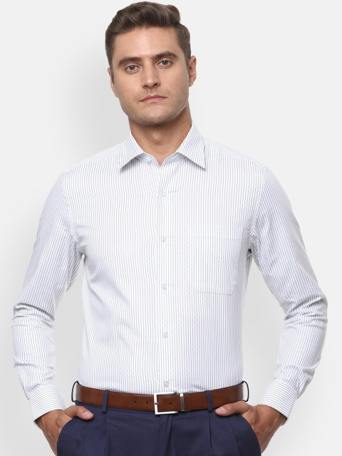 

Louis Philippe Men White & Navy Blue Regular Fit Striped Formal Shirt