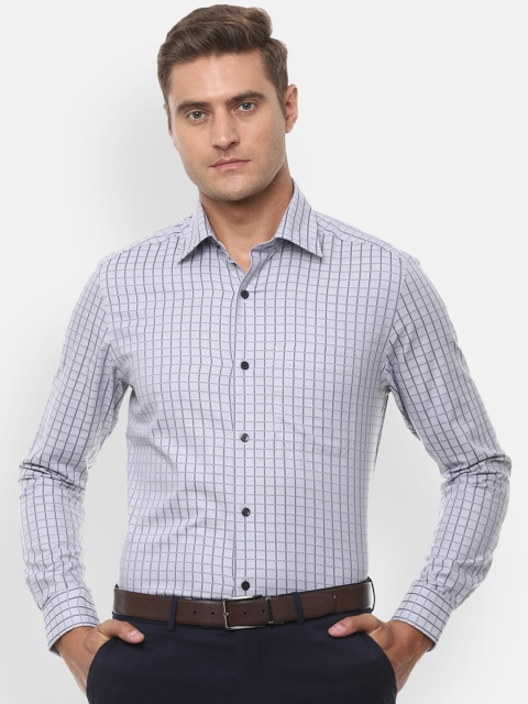 

Louis Philippe Men Grey Regular Fit Checked Casual Shirt