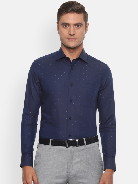 

Louis Philippe Men Navy Blue Regular Fit Self Design Formal Shirt