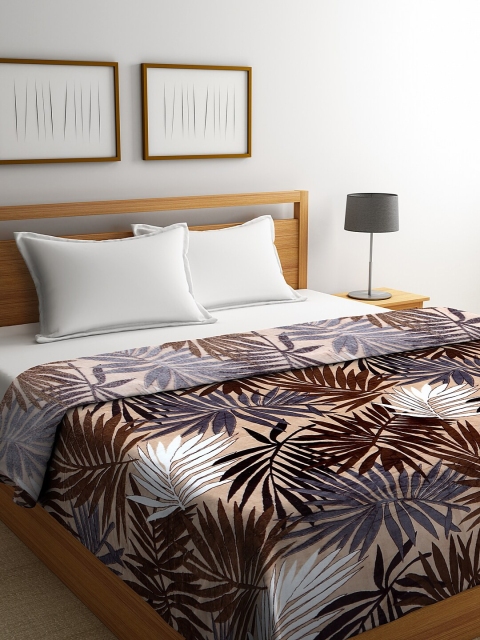 

NEUDIS Grey & Beige Floral AC Room 233 GSM Double Bed Blanket