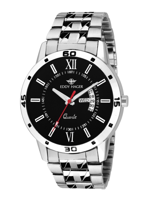 

EDDY HAGER Men Black & Silver-Toned Analogue Watch Eddy hager 201 Black
