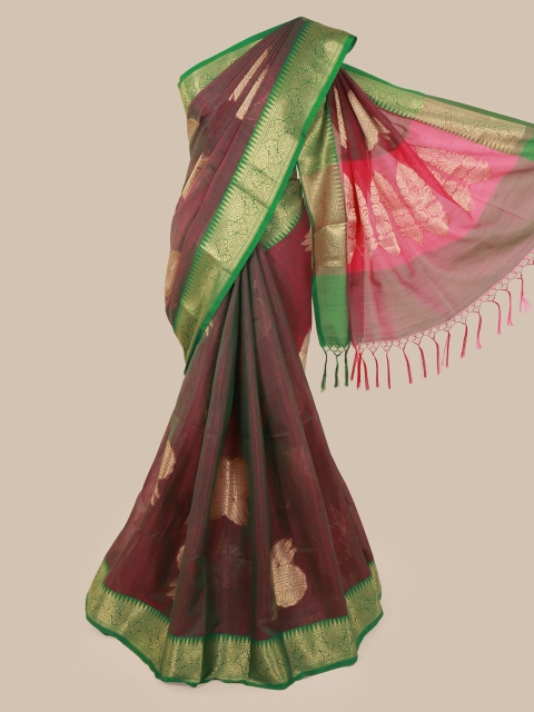 

Pothys Burgundy Woven Design Cotton Blend Saree