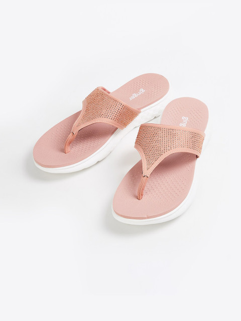 

Ginger by Lifestyle Women Pink Embellished Thong Flip-Flops