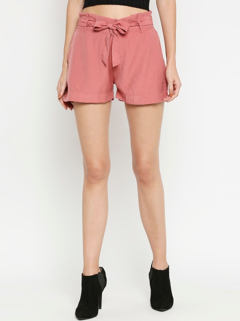 

Kraus Jeans Women Peach-Coloured Solid Loose Fit Hot Pants