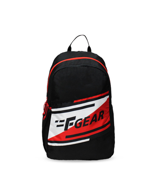 

F Gear Unisex Black & White Typography Contrast Detail Backpack
