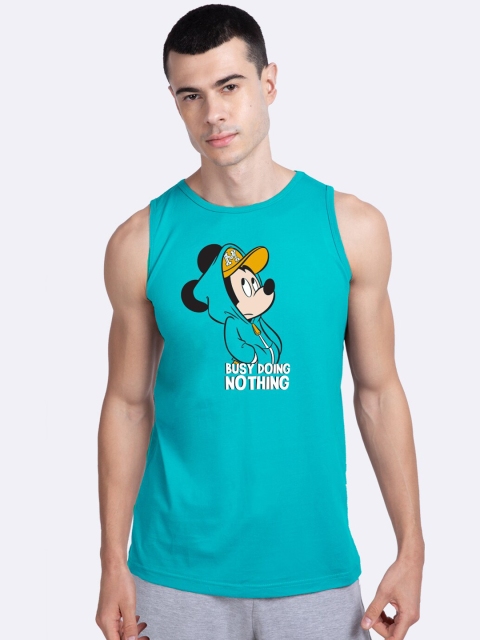 

Bewakoof Men Blue & Yellow Mickey Mouse Printed Cotton Innerwear Vest