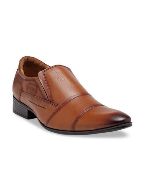

Teakwood Leathers Men Tan Brown Solid Genuine Leather Formal Slip-Ons