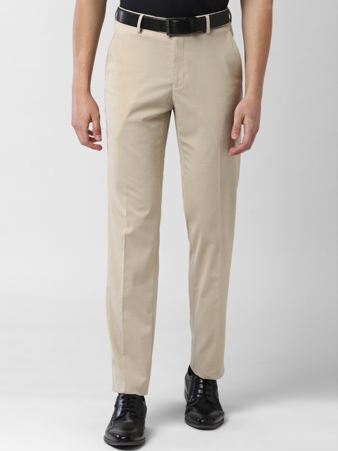 

Peter England Men Beige Slim Fit Self Design Formal Trousers