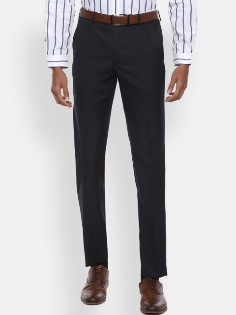 

Van Heusen Men Navy Blue Slim Fit Solid Formal Trousers