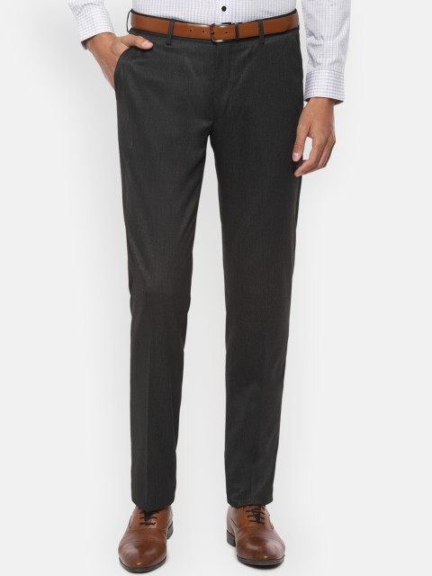 

Louis Philippe Men Black Regular Fit Self Design Formal Trousers