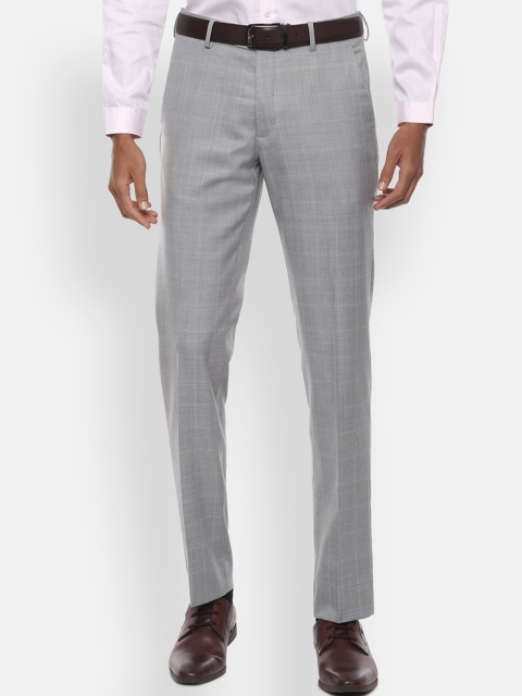 

Van Heusen Men Grey Slim Fit Checked Formal Trousers