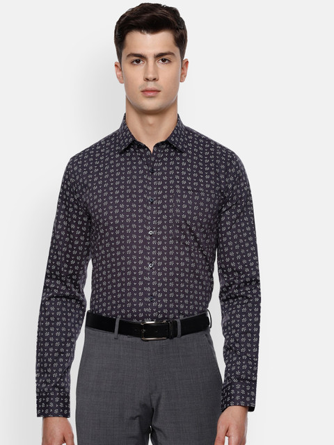 

Van Heusen Men Navy Blue Slim Fit Printed Casual Shirt