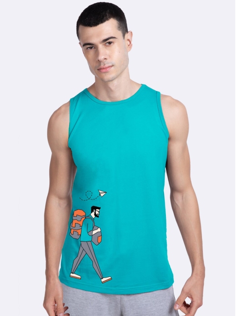 

Bewakoof Men Blue & Grey Printed Innerwear Vest 287730