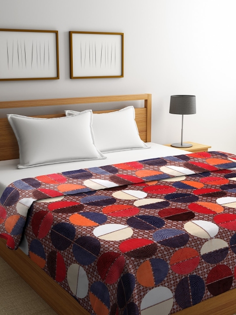 

NEUDIS Brown & Blue Geometric AC Room 233 GSM Double Bed Blanket