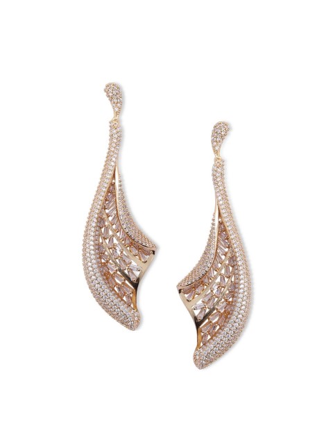 

shaze Gold-Plated Contemporary Drop Earrings