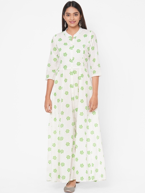 

Vedic Women Green Printed Maxi Dress