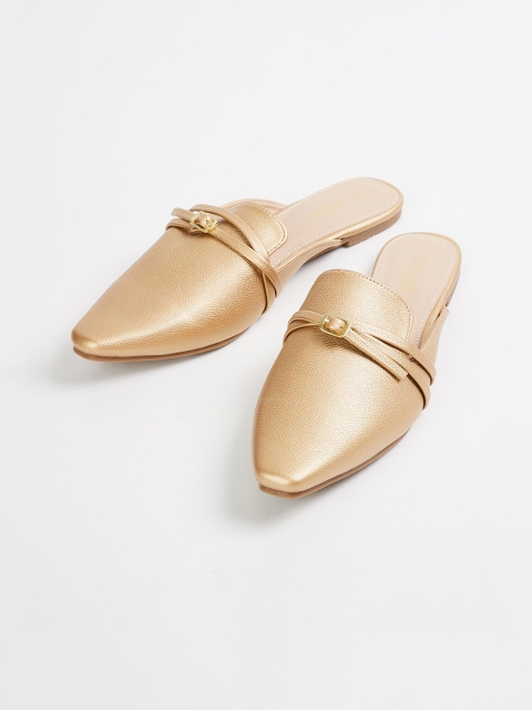 

CODE by Lifestyle Women Gold-Toned Solid PU Mules