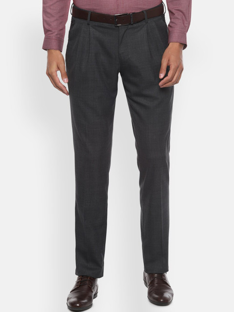 

Louis Philippe Men Grey Regular Fit Solid Formal Trousers