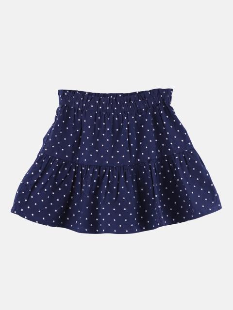 

Beebay Girls Navy Blue & White Printed Tiered Knee-Length Skirt
