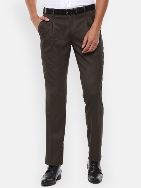 

Louis Philippe Men Brown Regular Fit Solid Formal Trousers