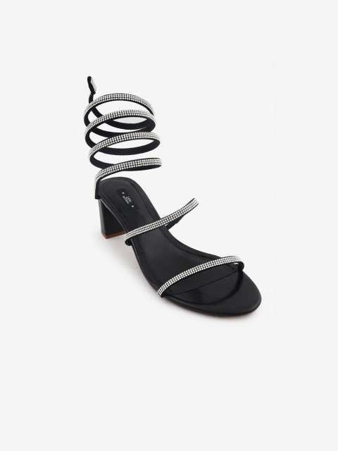 

LYN Women Black Embellished Block Heels