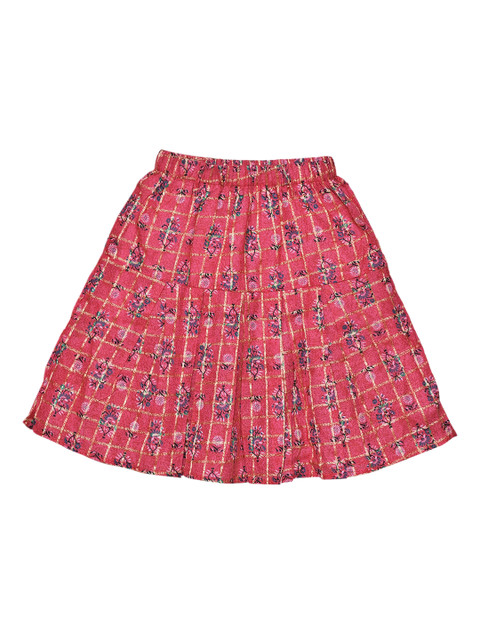 

SWEET ANGEL Girls Pink & Green Floral Printed A-Line Skirt