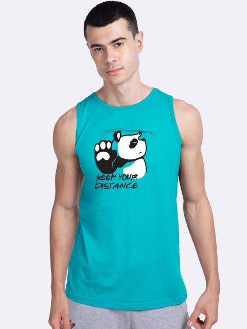 

Bewakoof Men Blue & White Stay Away Panda Printed Innerwear Vest