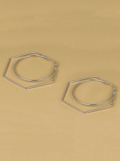 

Jewelz Silver-Toned Contemporary Hoop Earrings