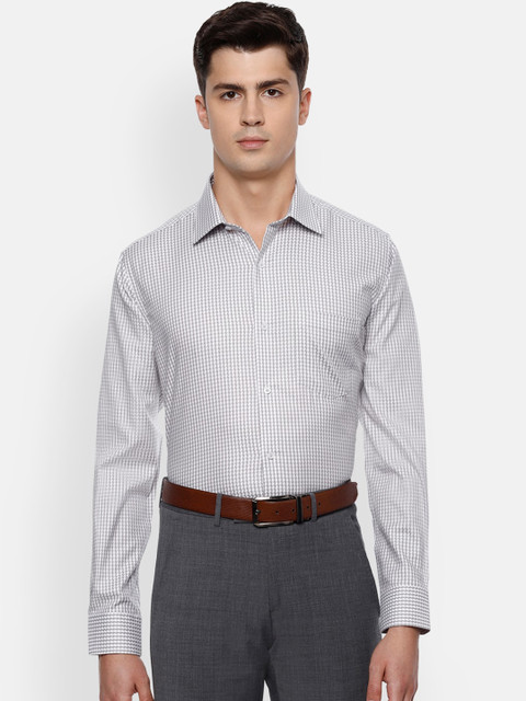 

Van Heusen Men Grey & White Regular Fit Printed Formal Shirt