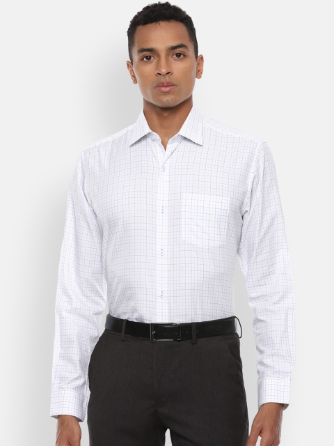 

Van Heusen Men White & Blue Regular Fit Checked Formal Shirt
