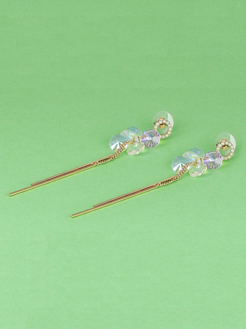 

Jewelz Gold-Plated & Off-White Contemporary Drop Earrings
