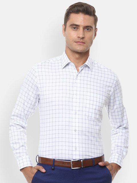 

Louis Philippe Men White Slim Fit Checked Casual Shirt