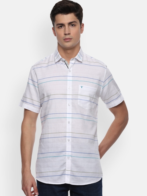 

Van Heusen Sport Men Plus Size White & Blue Slim Fit Striped Semiformal Shirt