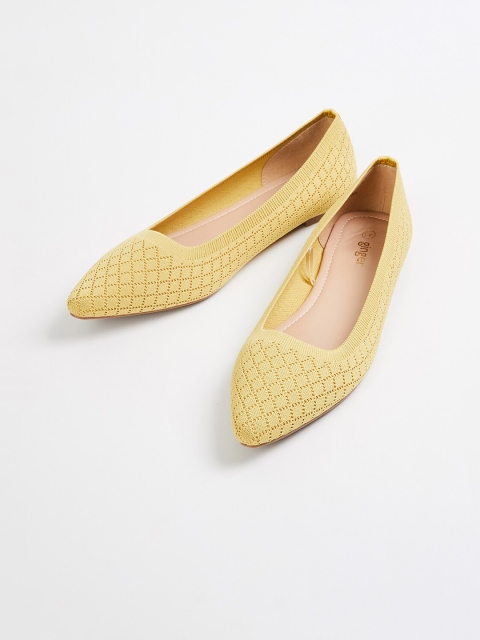 

Ginger by Lifestyle Women Yellow Textured Fabric Ballerinas
