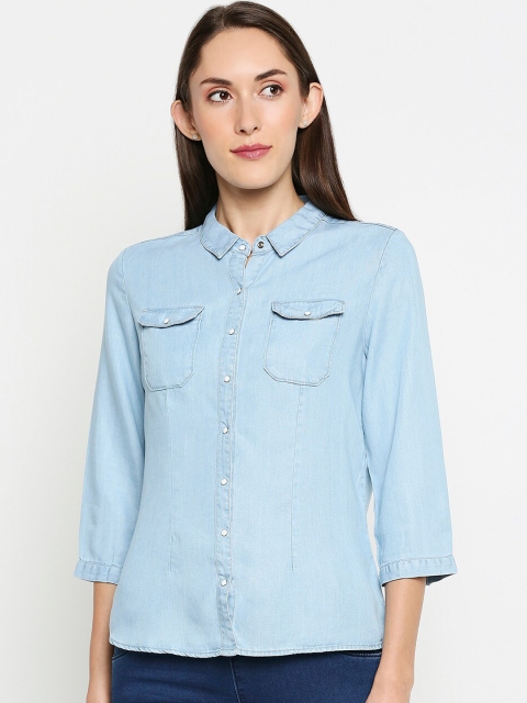 

Kraus Jeans Women Blue Regular Fit Solid Casual Shirt