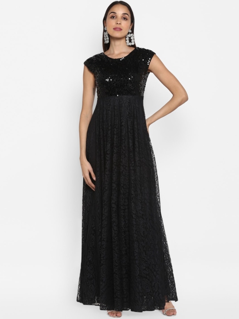 

TRENDY DIVVA Women Black Embellished Maxi Dress